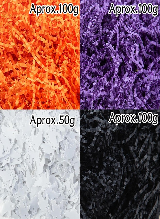 Jocomoni 12.3oz Halloween Crinkle Cut Paper Sherd Filler Black Orange Purple Crinkle Cut Paper with Ghost Confetti for Halloween Party Supply - Image 2